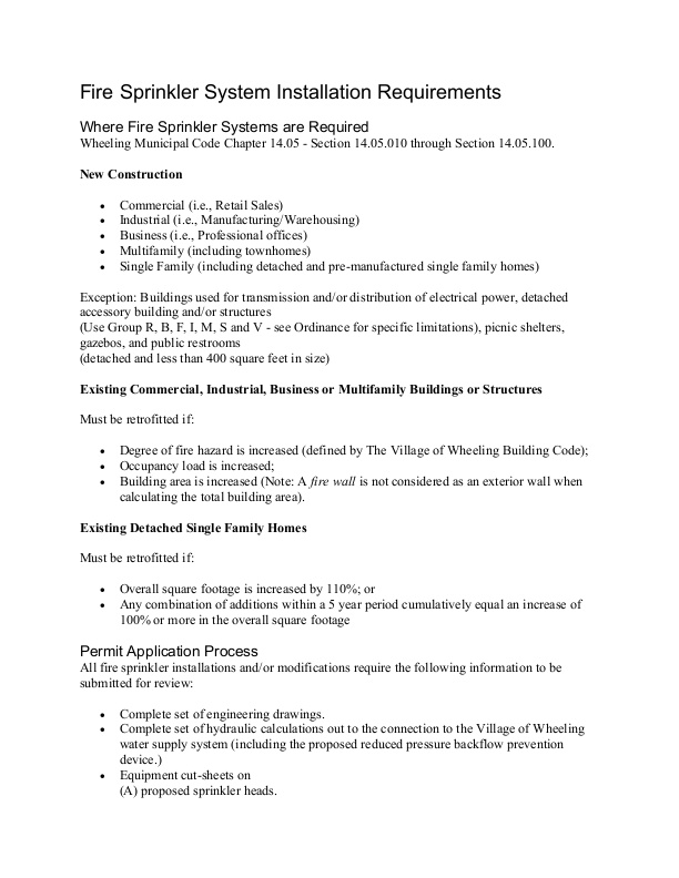 Fire Sprinkler System Installation Requirements